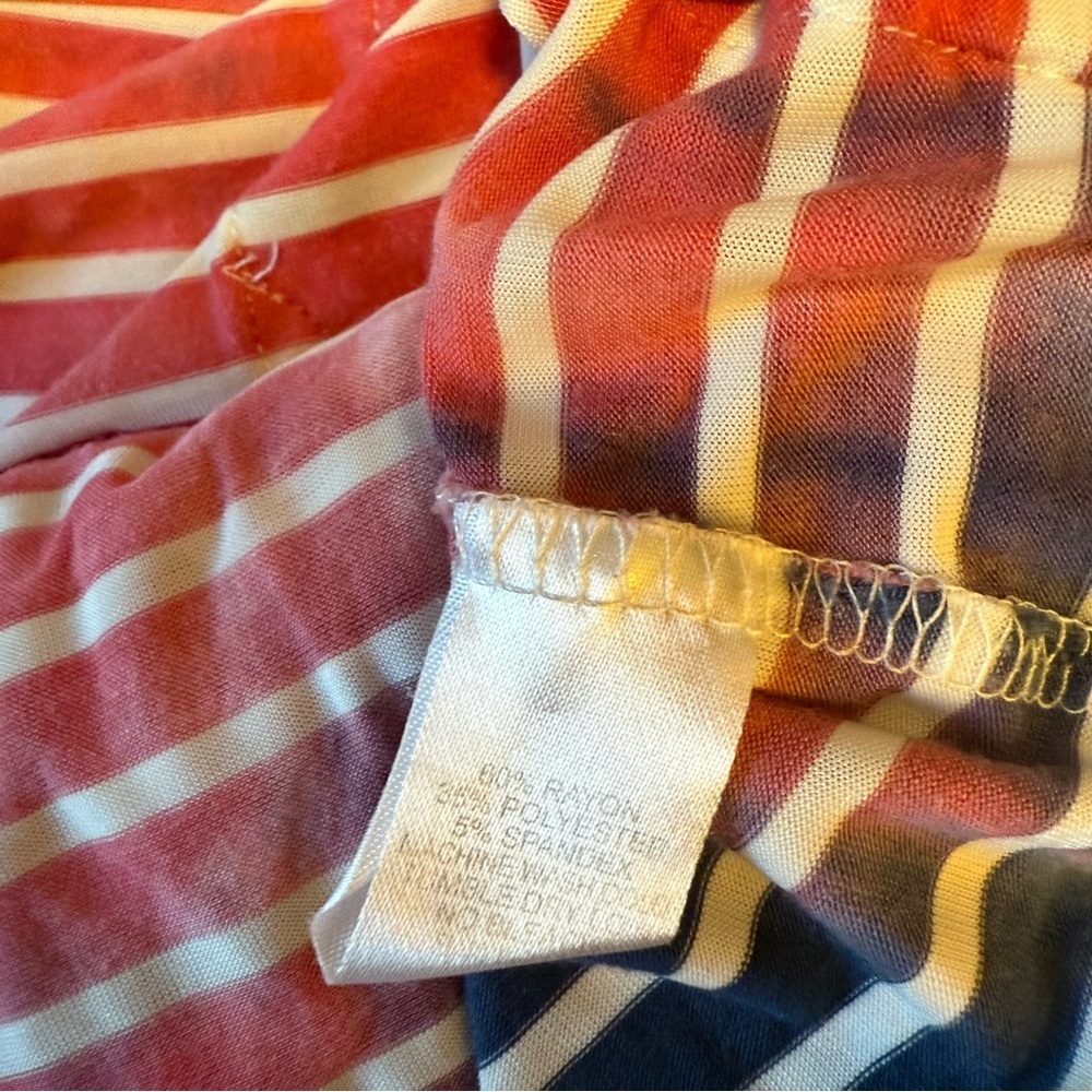 EUC Blue Curl Patriotic Red White and Blue Striped Hooded Beach Tunic Coverup - Picture 5 of 5